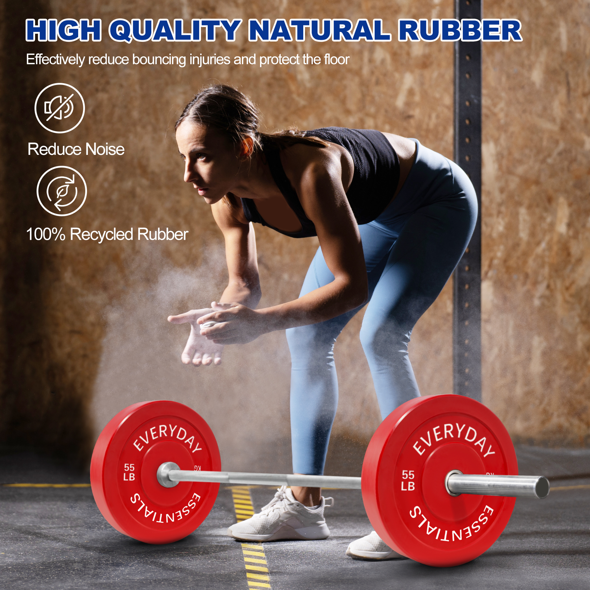 BalanceFrom Olympic Bumper Plate Weight Plate with Steel Hub, Color Coded, 55 lbs Single