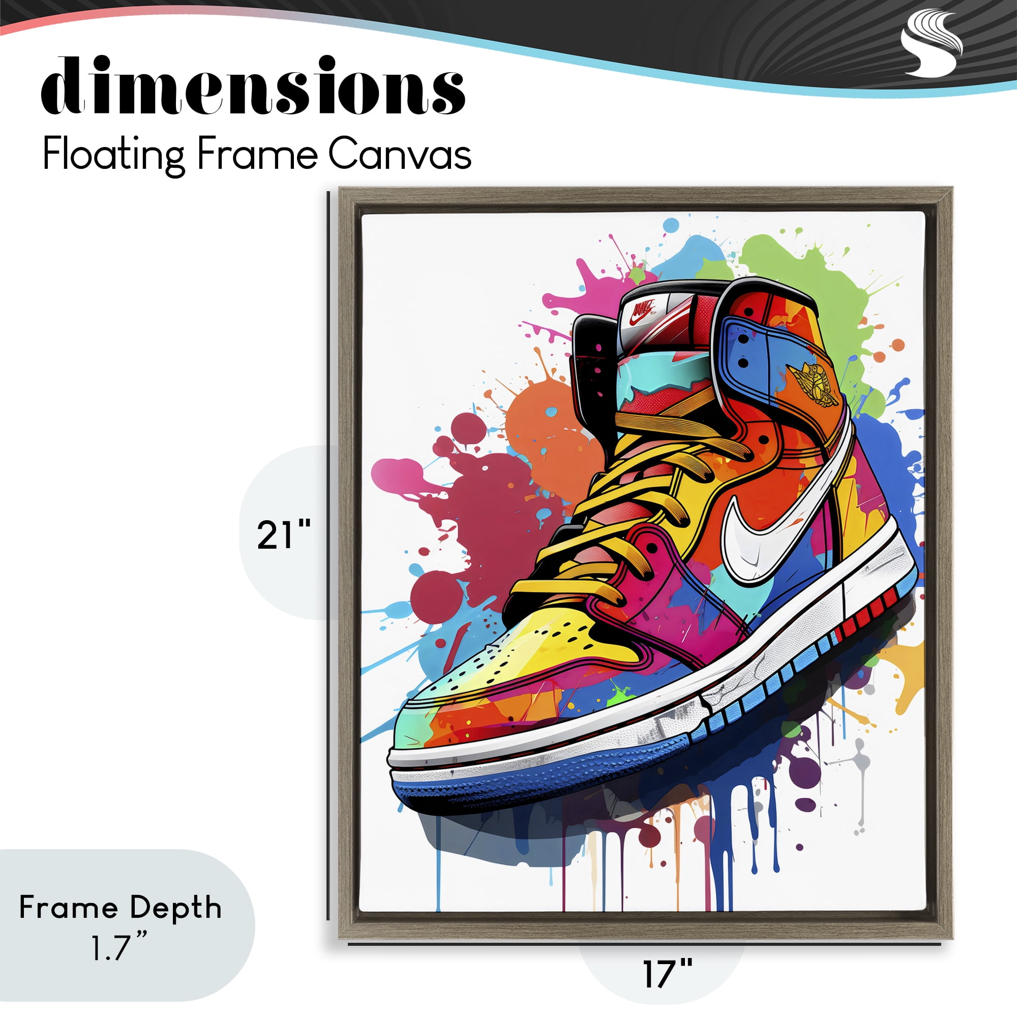 Stupell Industries Graffiti Sneaker on White Brown Framed Floater Canvas Wall Art, design by Creative Studio