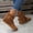 Dark Brown, variant on Retro Ankle Boots With Rivet Tassel Flat Shoes Women Winter Boots