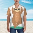 thumbnail image 4 of Daiia Cute Sloth In Yoga Pose Tree Hawaiian Shirt for Men Gentle Cotton Regular Short Sleeve Casual-Small, 4 of 9