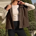 thumbnail image 6 of Women'S Fuzzy Fleece Vest Oversized Sleeveless Fall Warm Button Down Gilet Outerwear with Pockets Coffee L, 6 of 7