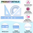 thumbnail image 3 of Uxcell Geometry Set, 2 Pack 8 Inch Aluminum Ruler & 4 Triangles, Metal Protractor Ruler Math Drafting Measuring Tool, Gradient Blue, 3 of 7