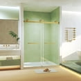 thumbnail image 2 of 44-48" W x 74" H Frameless Double Sliding Shower Door, 5/16" Tempered Glass, Brushed Gold, 2 of 9