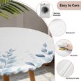 thumbnail image 3 of Blue Botanical Round Tablecloth for 45-54 Inch Tables, Fitted Table Cover with Elastic Edge, Pastoral Leaf Watercolor Waterproof Outdoor Table Cloth Protector for Patio Garden Dinner Picnic, 3 of 9