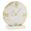 Shop LC Handcrafted White Marble Table Clock in in Goldtone with Metal Stand
