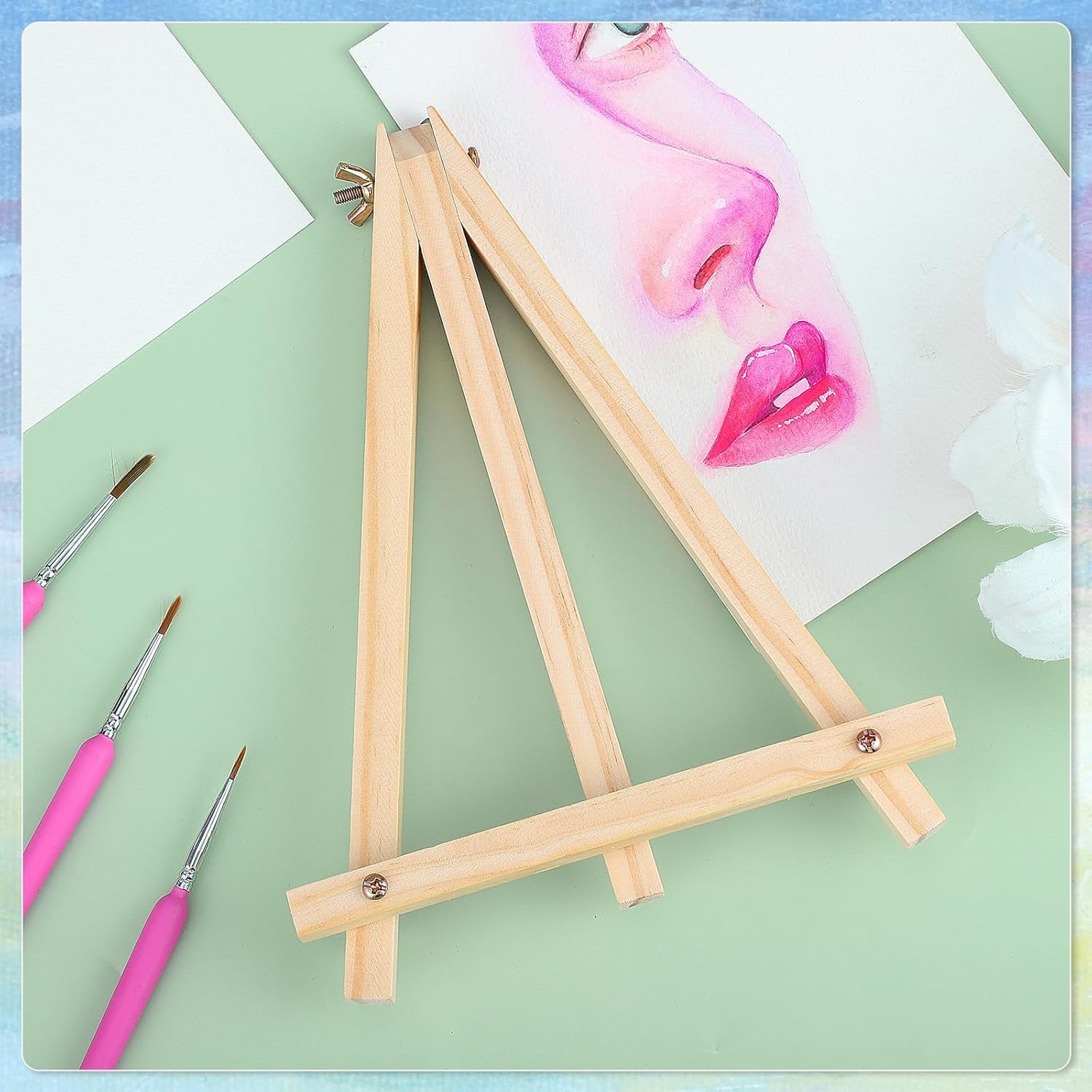16-Pack 9" Wooden Tabletop Easel - Small Stand for Artists & Students' Painting & Sign Display