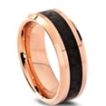thumbnail image 2 of Charming Jewelers Tungsten Wedding Band Ring 8mm for Men Women Comfort Fit 18K Rose Gold Plated Plated Black Carbon Fiber Beveled Edge Polished Lifetime Guarantee, 2 of 5