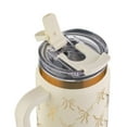 thumbnail image 4 of Thyme & Table 32oz Stainless Steel Luna Tumbler with Handle and Dual Straw Lid, Cream Bow, 4 of 9