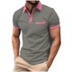 thumbnail image 5 of Blusa de Manga Corta de los Hombres Bloque Botones de Color Al Aire Libre Bolsillo Cuello de Vuelta, Mezcla de Rayón Poliéster para Casual Diario, 5 of 8
