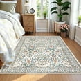 thumbnail image 5 of Floral Area Rugs 5x7, Dark Blue Washable Rug for Living Room, Bedroom, Low Pile Non Slip Stain Resistance Indoor Boho Carpet Mat for Farmhouse, Dining Room, Office, 5 of 7