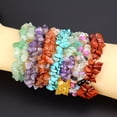 thumbnail image 5 of Xiao Hua Pulsera de cuentas hecha a mano, ideal para hombres y mujeres, con cristales naturales de colores irregulares, piedra triturada, doble capa, elástica y tejida (morada)., 5 of 5