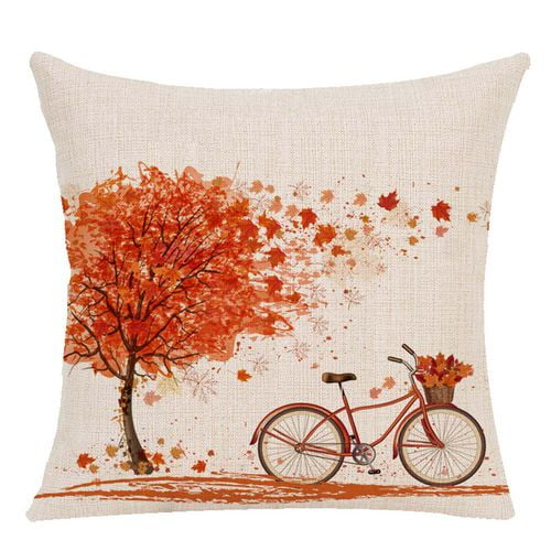 Fall Halloween Thanksgiving Day Truck Pumpkin Pillow Cases Linen Sofa Cozy Decor
