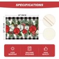 thumbnail image 6 of HomeEver Black White Buffalo Plaid Holly Pine Cones Christmas Balls Placemats Set of 4, 12x18 Inch Seasonal Winter Table Mats for Party Kitchen Dining Decor, 6 of 6
