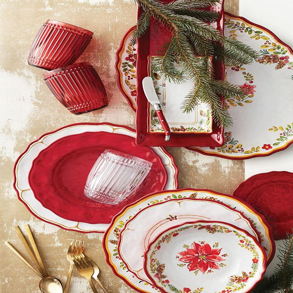 Le Cadeaux Holiday Melamine Appetizer Plates Set of 4 Natale