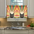 thumbnail image 2 of Yayeee Kitchen Curtains Light Filtering 27"x24" Rod Pocket Short Cafe Window Panel, Colorful Black Cat, 2 of 7