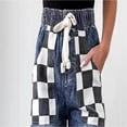 thumbnail image 6 of LYMAYTER Women Wide Leg Jeans Elastic Waist Wide Loose Drawstring for Denim Pants with Check Pocket S-XL, 6 of 6