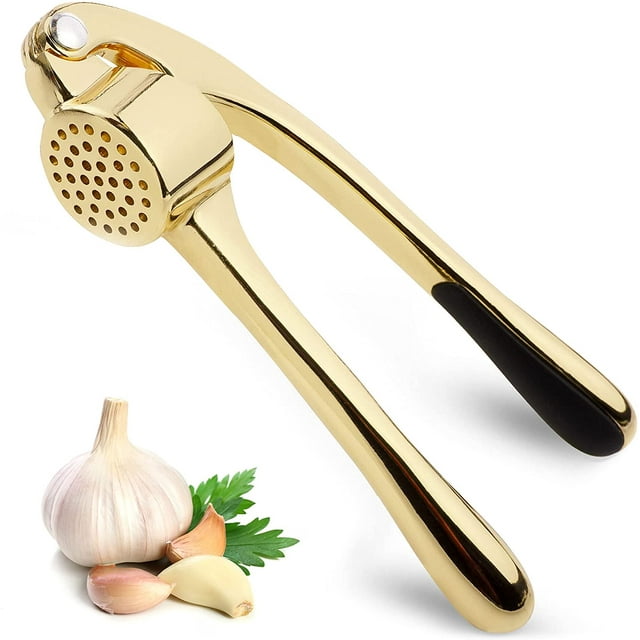 High-quality Garlic Press-soft and Easy To Squeeze Ergonomic Handle, Sturdy Design, Each Garlic Press Extracts More Garlic, Nuts and Seeds, Professional Garlic Chopper and Ginger Press-golden