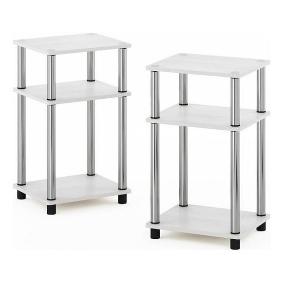 Pemberly Row 3-Tier Turn-N-Tube End Table in 2-Pack in Stainless Steel Tubes