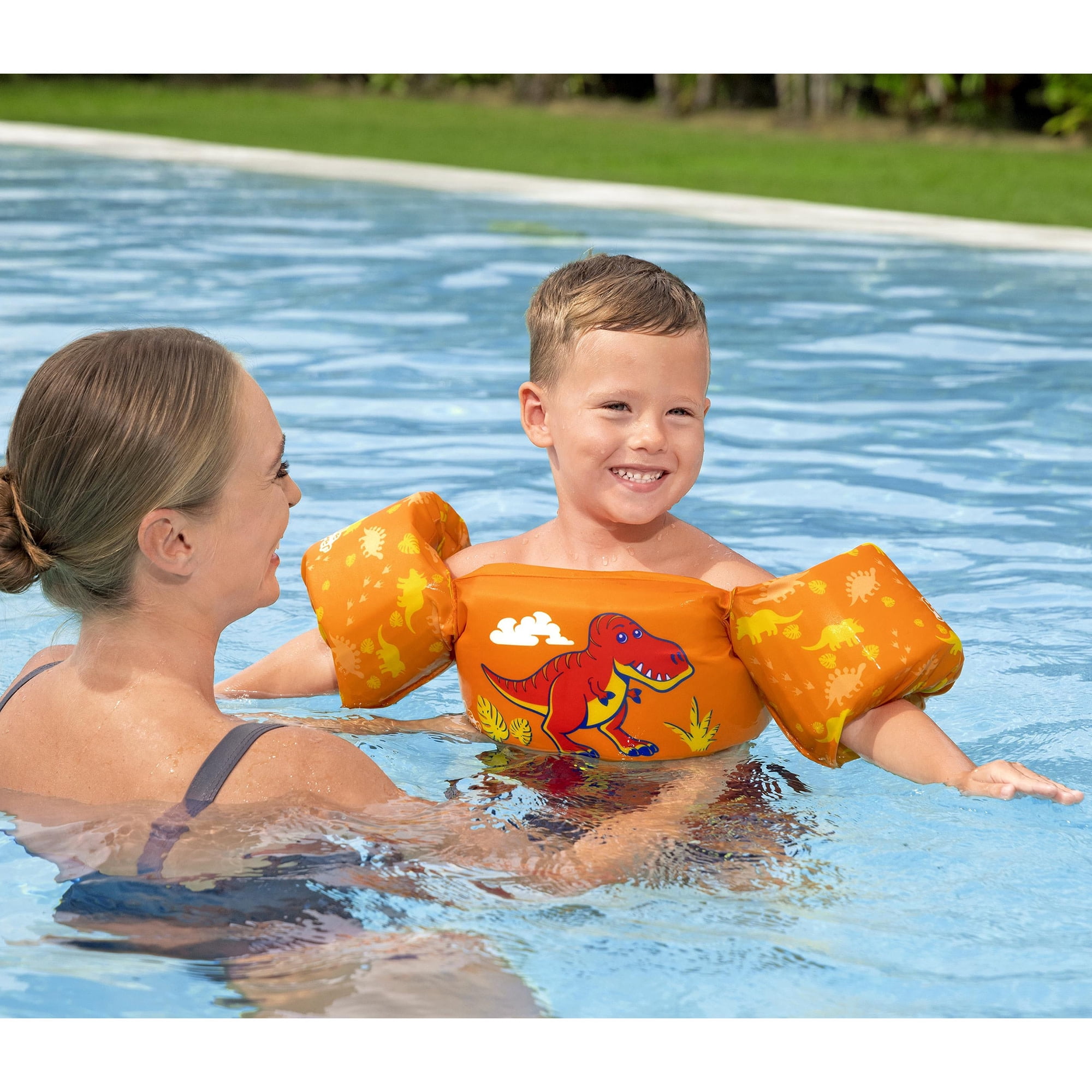 Puddle Jumper: Fabric Life Vest With Armbands - T-Rex - Float Jacket, Swim & Water Accessory, Adjustable Back Buckle, 33-55lb Cap, Toddlers & Kids 2+