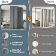 thumbnail image 3 of DONGPAI Room Divider Curtains Blackout Privacy Curtain Flexible Ceiling Track Thermal Insulated Noise Reduction Curtains for Living Room Bedroom Partition Separator, 1 Panel, Gray, 100"x 84", 3 of 10