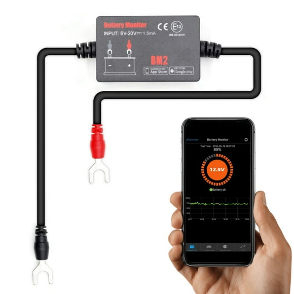 Vehicle BT4.0 6~20V Input Voltage Battery Monitor Automobile Battery Monitor Tool Diagnostic Tools Connect Smartphone APP for 12 V Vehicle Battery