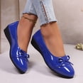 thumbnail image 4 of Rokment Glitter Bow Wedges Ballet Flat Dress Shoes for Women Ladies Bride Wedding Spring Fall Leather Bowknot Round Toe Low Heel Ballerina Walking Loafers Blue Size 9, 4 of 8
