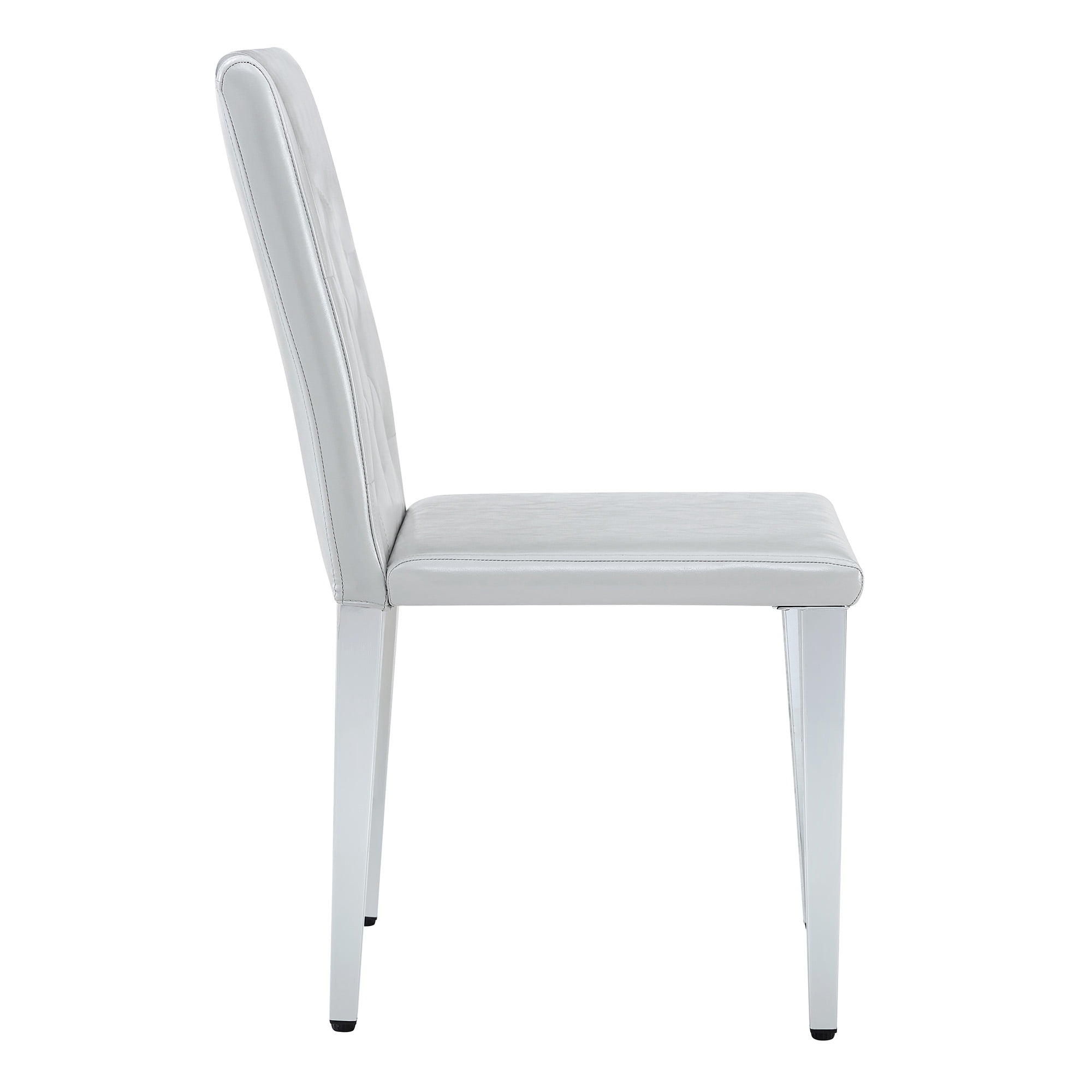 Sailvan PU Dining Chairs, 35 Inch Ergonomic Buckle Backrest with Silver Metal Legs