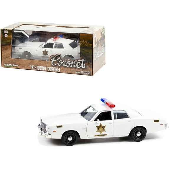 1975 Dodge Coronet White "Hazzard County Sheriff" 1/24 Diecast Model Car by Greenlight