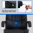 thumbnail image 4 of YRLLENSDAN Executive Office Chair with Massage, Big And Tall Comfy Office Desk Chair, Leather Office Chair, Comfortable High Back Office Chair, 300lbs Heavy Duty Office Chair,Black, 4 of 8