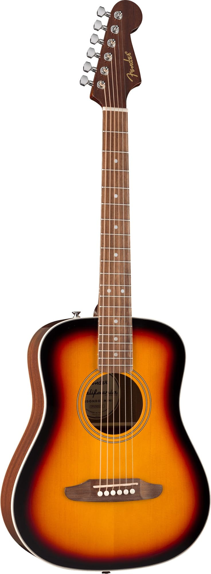 Fender California Standard Redondo Mini Acoustic Guitar - 3 Color Sunburst Bundle with Hard Case, Gig Bag, Tuner, Strings, Strap, String Winder, Picks, and Austin Bazaar Instructional DVD