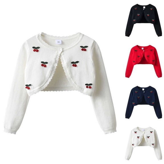 NAISIBABY Girls Outerwear Cardigan Size 10, One-Button School Uniform Cropped Knit Jacket Autumn Short Coat White