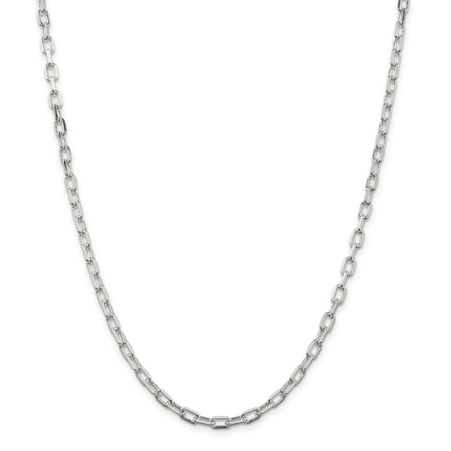 Sterling Silver Rhodium Plated Diamond-cut Open Link Cable Chain (Weight: 5.66 Grams, Length: 7 Inches)