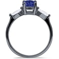 thumbnail image 5 of Three Stone Ring Kite Shape Blue Sapphire Cubic Zirconia Black Tone 925 Sterling Silver, Size 9, 5 of 7