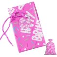 thumbnail image 2 of Jumbo Large Plastic Gift Bag, Pink Happy Birthday Design with Colorful Confetti Sprinkles Design Plastic Bag with Tag and Tie for Birthday Party Gifts and Celebration - 56" x 36", 1 Pcs, 2 of 4