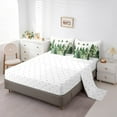thumbnail image 5 of Manfei Green Pine 7pcs Bedding Comforter Set,Merry Christmas Queen Bedding Sets,Gold Glitter Print Queen Sheet Sets For Child,Microfiber Bedroom Decor, 5 of 8