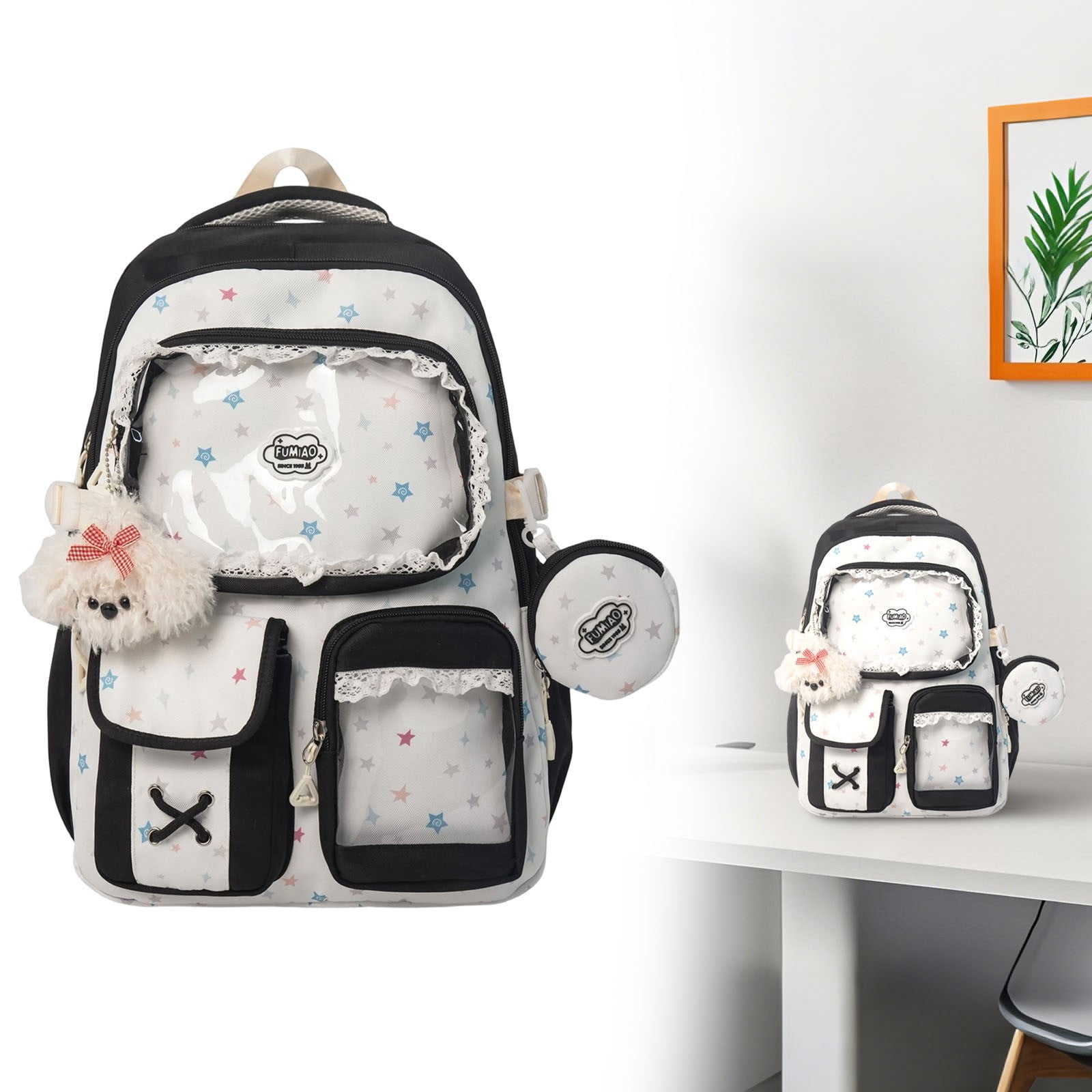 Solivara Aesthetic Japanese Backpack Cute Ita Design For Women And Teens (Black,one size)