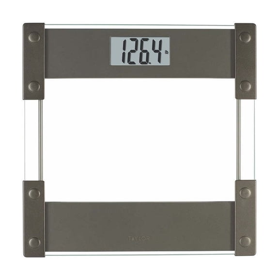 Taylor Living Digital Glass Bathroom Scale – 12.4" Large Platform with ABS Hinge Construction, 400 lb Capacity Body Weight Monitor with 0.2 lb Precision for Accurate Home Weighing (Brown/Clear)