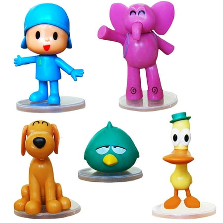 3" Tall Pocoyo 5PCS Set Action Figures Kids Toys Birthday Cake Topper Gift Playset High Quality