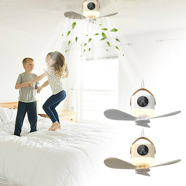 Feltree Smart Ceiling Fan Light for Camping and Desk Use with Night Light, 360° High-Speed Motor, One-Button Control, USB-C Charging