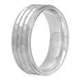 thumbnail image 2 of Men's Stainless Steel 8mm Hammer Finish Triple Grooved Concave Wedding Band - Mens Ring, 2 of 2