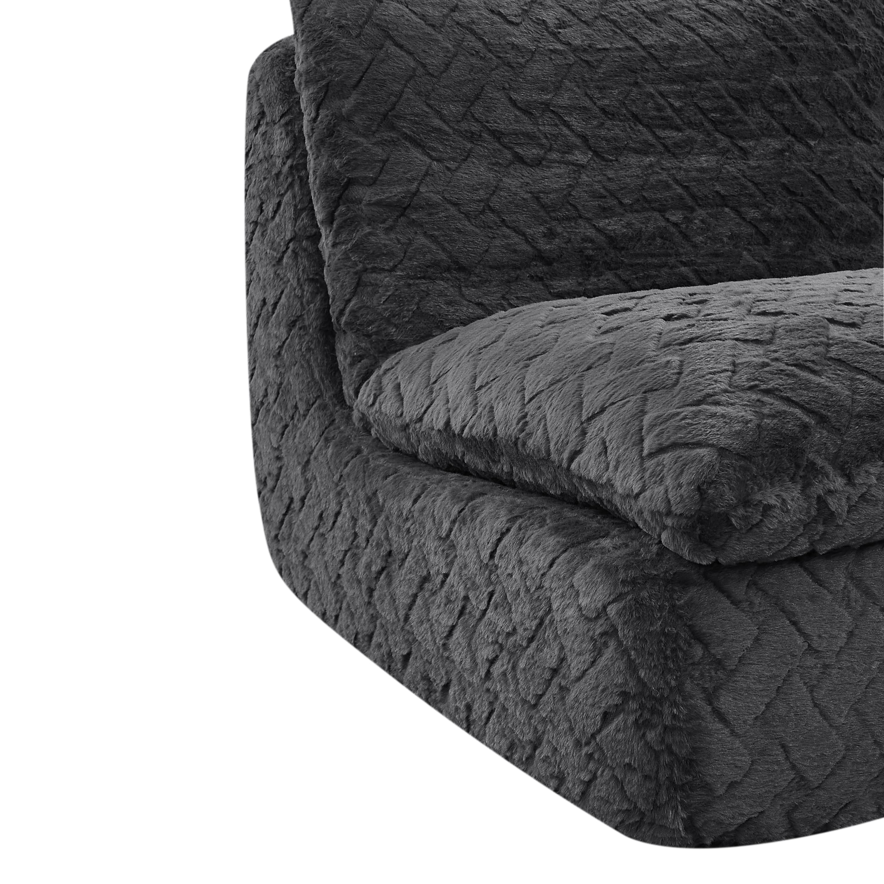 MAYEERTY Modern Full Compression Corduroy Swivel Sofa Chair with Ottoman for Living Room, 33*41*35"Black