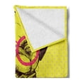 thumbnail image 2 of Pug Soft Flannel Fleece Throw Blanket, Intellectual Dog with Glassesd a Wink Life is Inscribed on the Background, Cozy Plush for Indoor and Outdoor Use, 70" x 90", Yellow Pink, by Ambesonne, 2 of 5