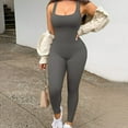 thumbnail image 1 of PENGXIANG Été Bodycon Rompers Respirant Slim Hanche-Lifting Combinaisons Élastiques pour la Forme Physique, 1 of 6