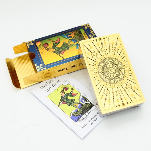 tarot en Feuille d'Or Jeu de table Jouets PVC Imperméable et Résistant à l'Usure Spécial Nouveau