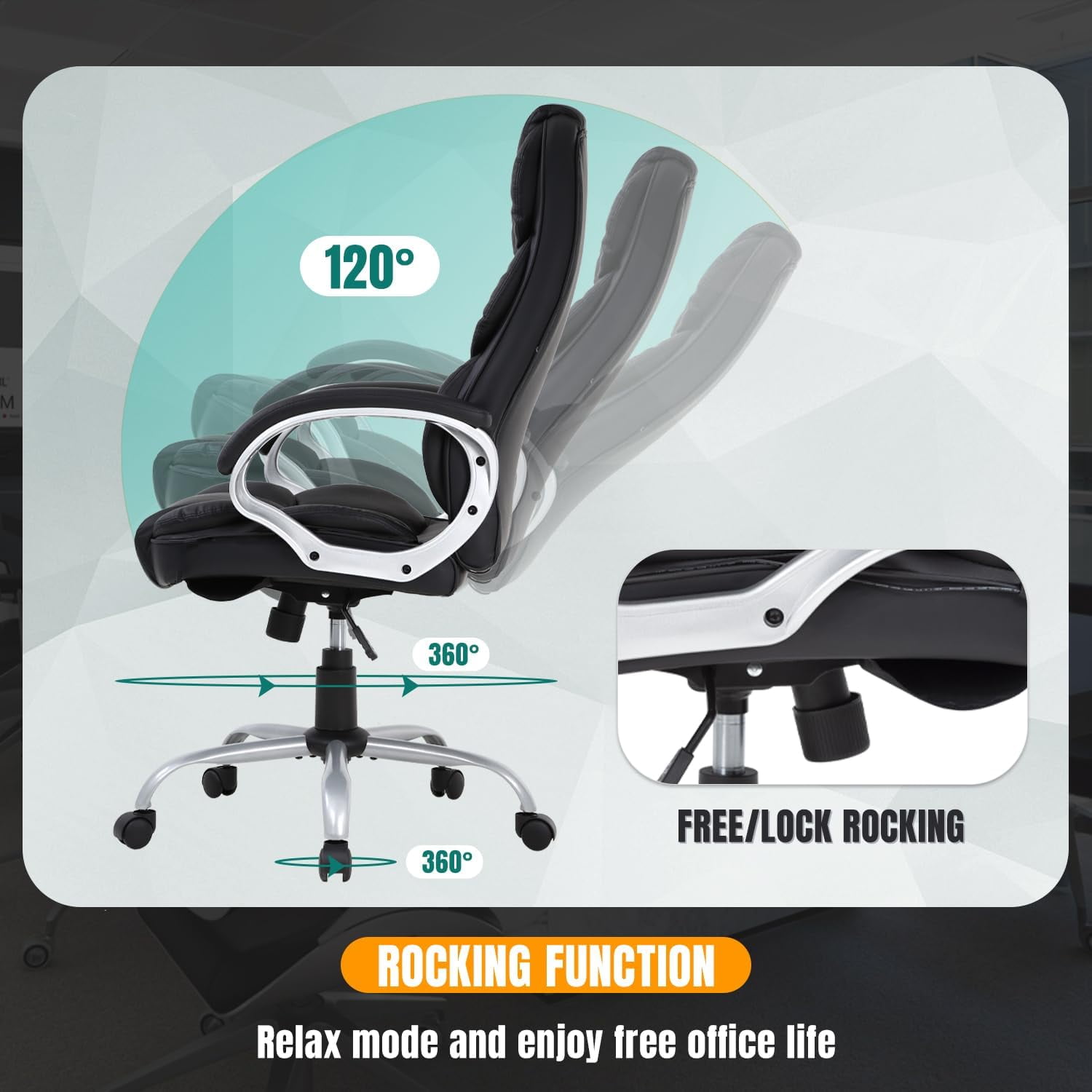 BestOffice Ergonomic Office Chair, Lumbar Support, Rolling Swivel for Men, Women(Black)