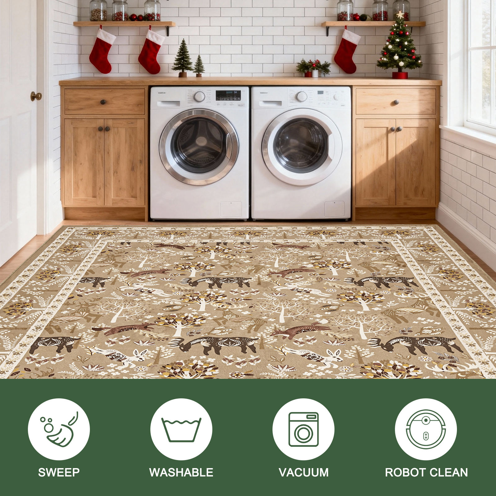 2x3 Indoor Entryway Rug, Small Washable Area Rug Non-Slip Vintage Door Mat Entrance, Animal Low Pile Floor Carpet for Door, Entrance, Hallway,Farmhouse,Bathroom, Bedroom
