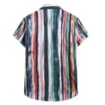 thumbnail image 3 of HAPIMO Casual Cotton Blend Button Down Tee Clothes Lapel Collar Fashion Tops Short Sleeve T-Shirt for Men Stripe Graphic Print Blouse Men's Summer Beach Shirts Green M, 3 of 4
