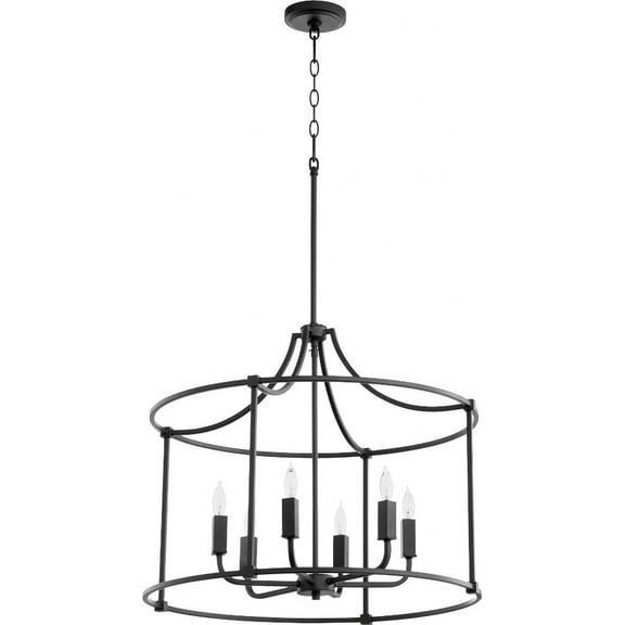 646-6-69-Quorum Lighting-Olympus - 6 Light Nook Pendant In Traditional Style-21.25 Inches Tall and 25 Inches Wide-Textured Black Finish