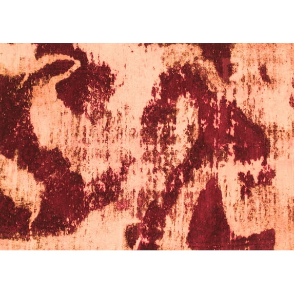 Ahgly Company Indoor Rectangle Abstract Orange Modern Area Rugs, 7' x 10'