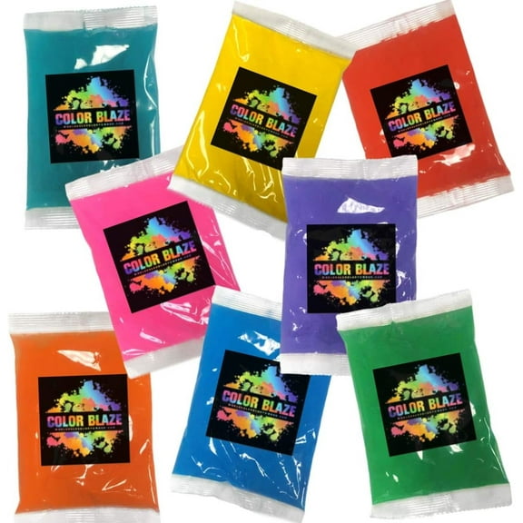 Color Blaze Holi Colored Powder 8 Individual Color Packets (1 Packet of Each Color)